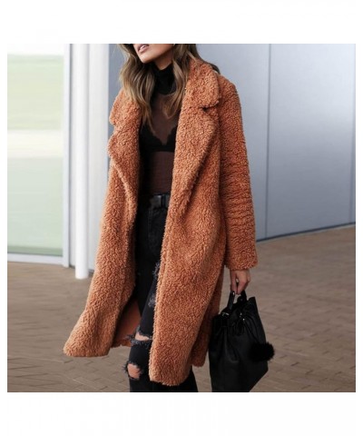 Long Winter Coats For Women 2023 Fashion Casual Fluffy Fleece Open Front Lapel Jacket Cozy Solid Shearling Shaggy Cardigan A0...