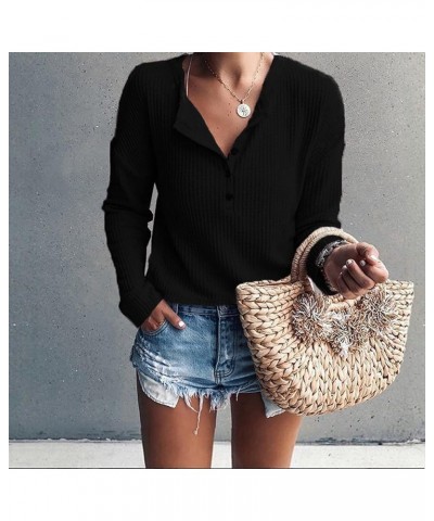 Sweaters for Women,Fall Fashion 2022 Knit Long Sleeve Shirts Casual Cute Tops Sweatshirt Lightweight Sexy Clothes D Black $11...