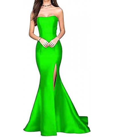 Women's Strapless Evening Dresses High Side Slit Mermaid Prom Dresses Lime $24.40 Dresses