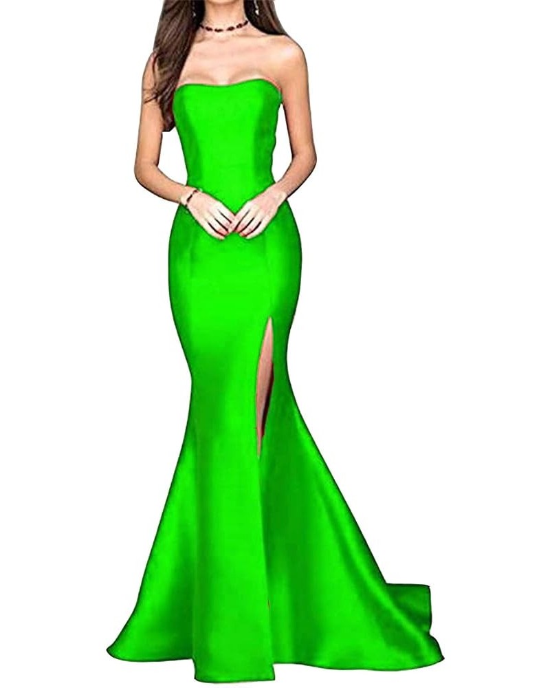 Women's Strapless Evening Dresses High Side Slit Mermaid Prom Dresses Lime $24.40 Dresses