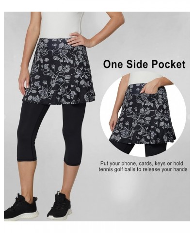 Women Skorts Pants Capri with Attached Skirt Golf Skirted Leggings Skirts with Leggings Pockets Workout 16" Pockets Leaf $13....