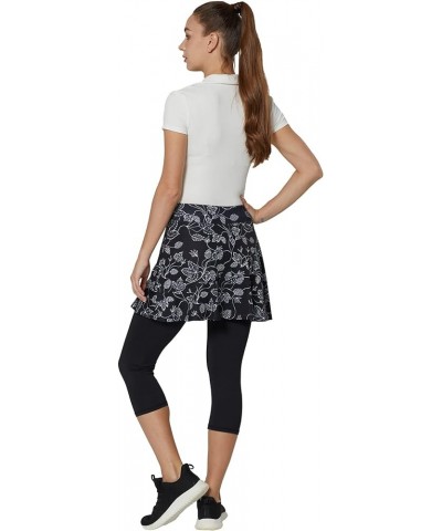 Women Skorts Pants Capri with Attached Skirt Golf Skirted Leggings Skirts with Leggings Pockets Workout 16" Pockets Leaf $13....