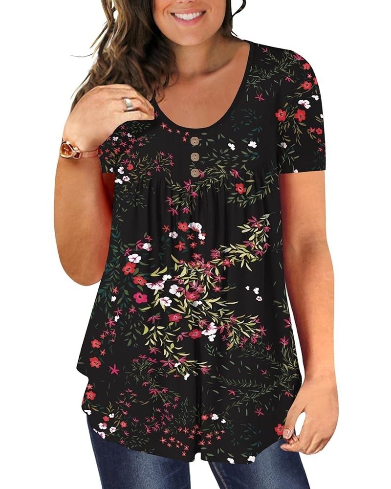 Plus Size Tunic Tops For Women Summer Blouses Casual Shirts 531 Redflower $10.44 Tops