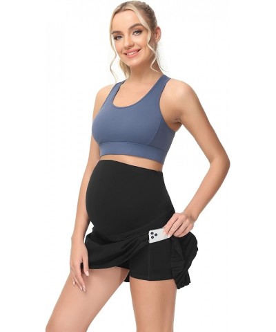 Maternity Tennis Skirts Pleated Golf Skorts Lightweight Athletic Activewear with Inner Shorts Black $15.83 Activewear