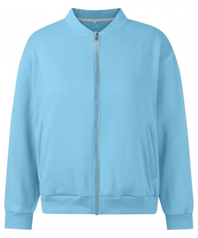 Womens Zip Up Sweatshirts Jackets Long Sleeve Casual Loose Outwear with Pockets 02-sky Blue $15.12 Jackets