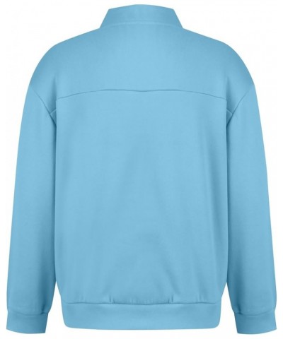 Womens Zip Up Sweatshirts Jackets Long Sleeve Casual Loose Outwear with Pockets 02-sky Blue $15.12 Jackets