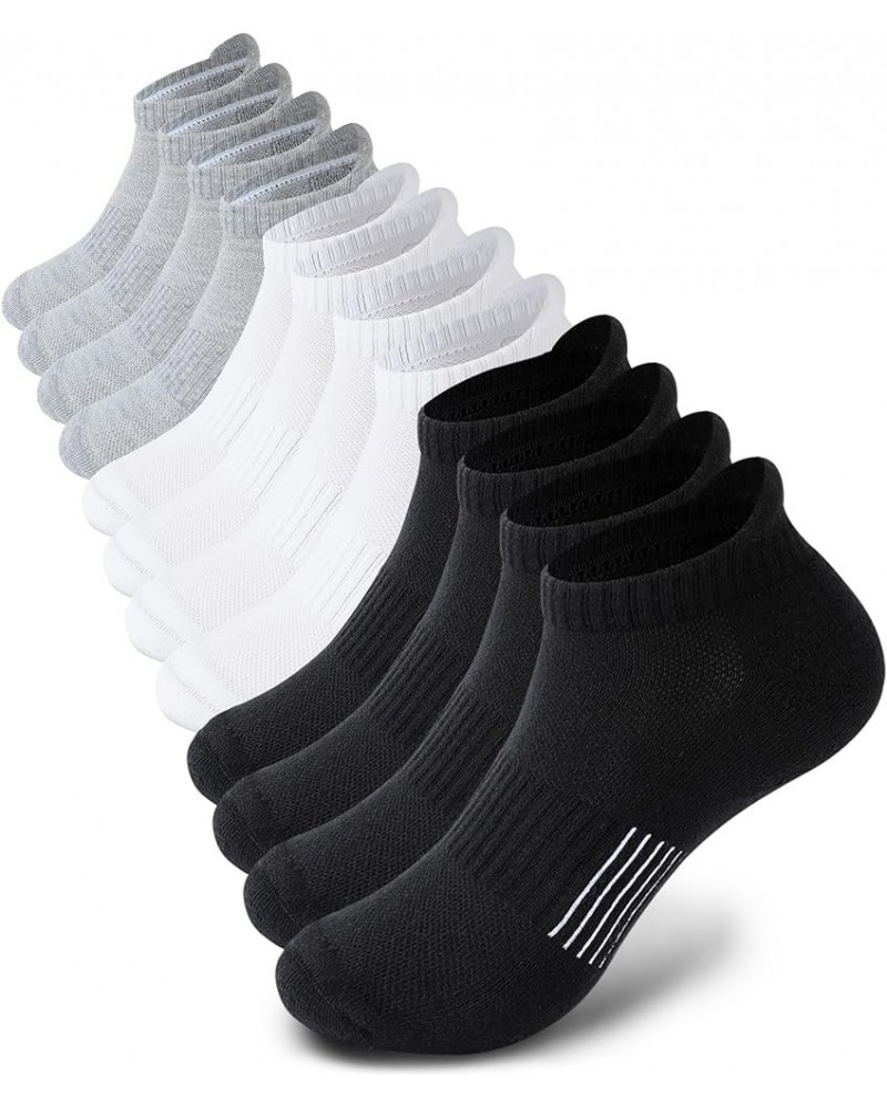 Women's Cushioned Ankle Socks Athletic Running Low Cut Socks 6-9/9-11 6 Pairs Black White Grey $10.99 Activewear