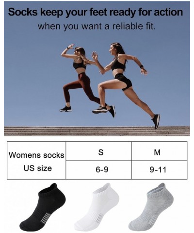 Women's Cushioned Ankle Socks Athletic Running Low Cut Socks 6-9/9-11 6 Pairs Black White Grey $10.99 Activewear