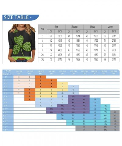 Ladies St Patricks and Easter Shirt 3/4 Sleeve Tops Summer O-Neck for Women Print Tunic Graphic Tops Dressy 2024 Blouse C-dar...