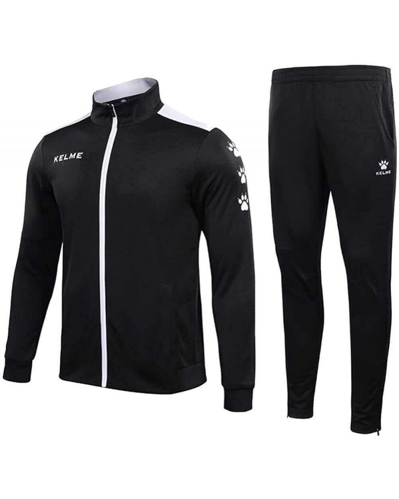 Men's Athletic Tracksuit Long Sleeve Full Zip – Running Sweatsuit Set Unisex 2 Piece Tracksuits Jacket/Jogging pants Black/Wh...