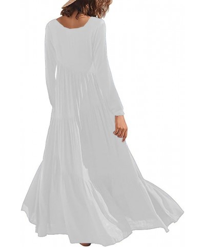 Casual Dresses for Women 2023 Long Sleeve V Neck Loose Fitted Plain Flowy Maxi Tiered Dress E-white $17.91 Sweaters