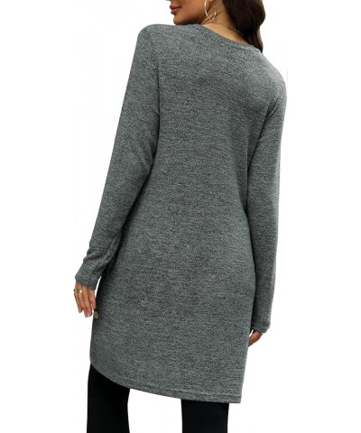 Women's Long Sleeve Winter Dresses with Pockets Side Button Casual Sweaters Dark Grey $14.85 Sweaters