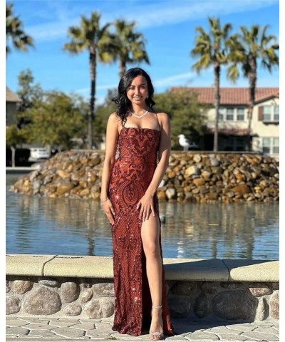 Women's Mermaid Sequin Dress Prom Gown Long Evening Dresses with Slit Spaghetti Straps Backless Cocktail Dress Yellow $29.90 ...