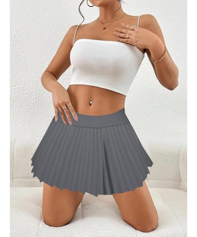 Women's Pleated Skirt Sexy Mini Skirt for Women Lingerie Skirt Elastic Waist Y2K Short Skirts Light Grey $9.60 Others