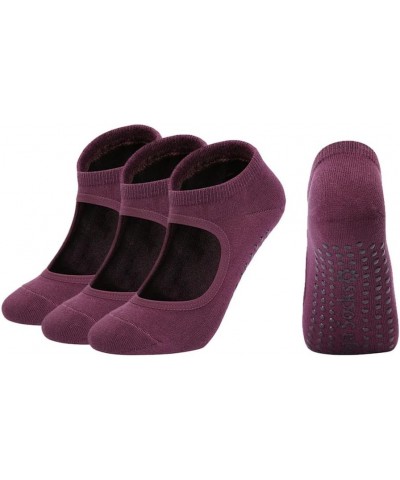 Yoga Socks Non Slip Skid Socks for Pilates Socks Ballet Socks 4 Pairs for Women Dark Purple $13.04 Activewear