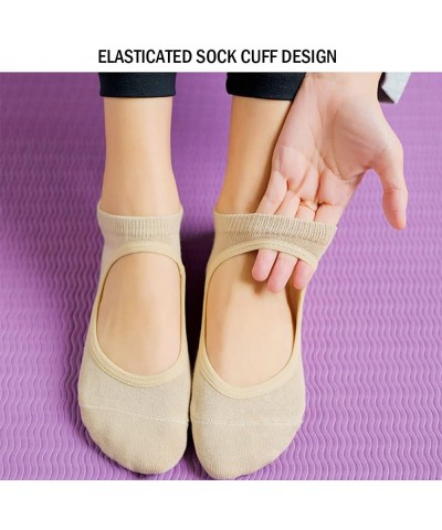 Yoga Socks Non Slip Skid Socks for Pilates Socks Ballet Socks 4 Pairs for Women Dark Purple $13.04 Activewear