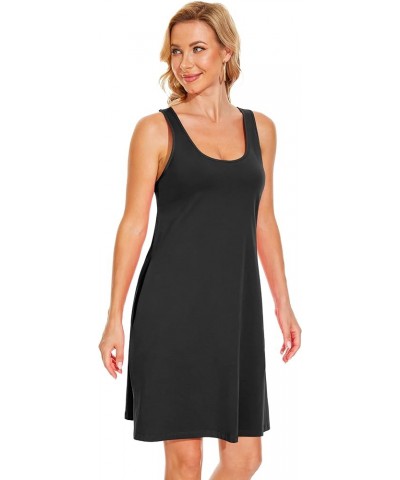 Dress with Built in Bra Tank Dress for Women Sleeveless Cotton Beach Summer Dress Black $13.20 Dresses