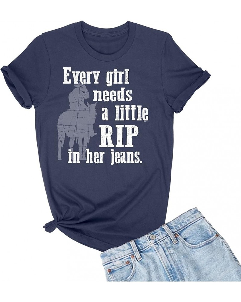 Every Girl Needs A Little RIP in Her Jeans Mens Women T-Shirt Mens Navy Blue $13.24 T-Shirts