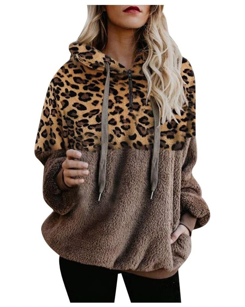 Pullover Hoodie Women Plus Size,Womens Sherpa Pullover Fuzzy Fleece 1/4 Zip Sweatshirt Oversized Hoodies Pockets Z48-khaki $6...