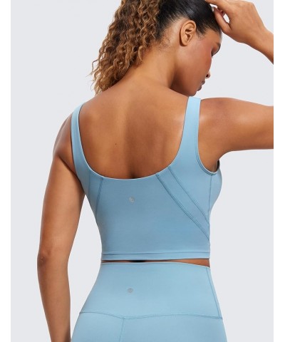 Butterluxe Womens V Neck Longline Sports Bra - Padded Workout Crop Tank Top with Built in Bra Pure Blue $21.83 Lingerie