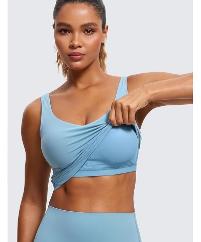 Butterluxe Womens V Neck Longline Sports Bra - Padded Workout Crop Tank Top with Built in Bra Pure Blue $21.83 Lingerie