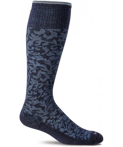 Women's Damask Moderate Graduated Compression Sock Navy $14.00 Activewear