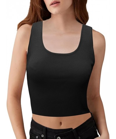 Womens Tank Tops Stretch Ribbed Extra Long Slim Fit Knit Summer Sleeveless Shirt Standard Black $6.62 Tanks