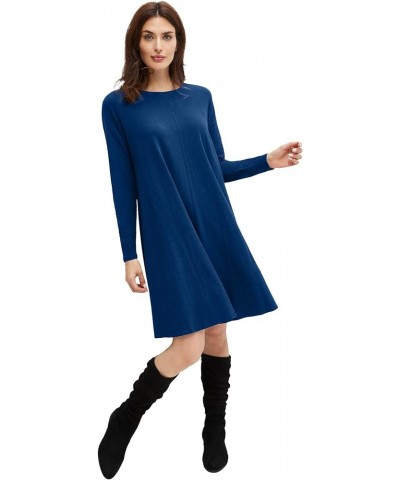 Women's Plus Size Knit Trapeze Dress Evening Blue $22.97 Dresses