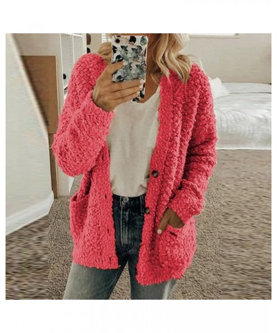 Fleece Jackets for Women Fall Winter Lightweight Sherpa Coats Trendy Button Down Cardigan Outwear Warm Fuzzy Shacket 01_pink ...