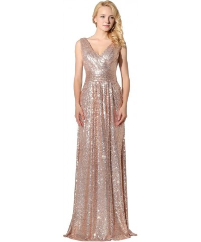 Women's Formal Prom Dreeses Sequin Bridesmaid Dress Ball Gowns 349-rose Gold $38.95 Dresses