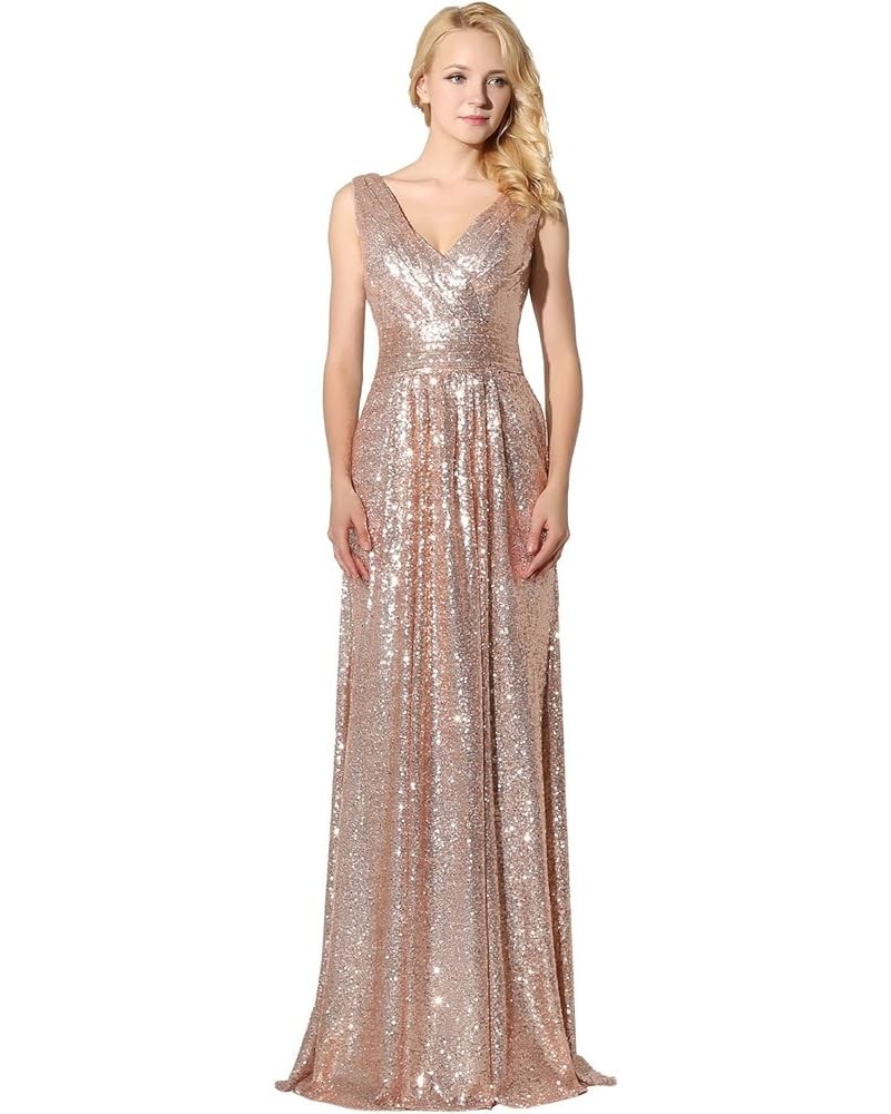 Women's Formal Prom Dreeses Sequin Bridesmaid Dress Ball Gowns 349-rose Gold $38.95 Dresses