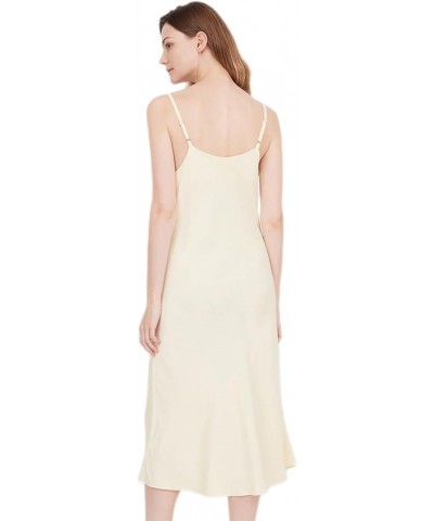 Women's Sleeveless Spaghetti Strap Draped Silk-Satin Camisole Midi Dress 066 Apricot $18.71 Dresses