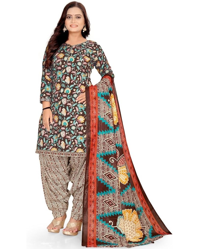 Indian Ready to Wear Patiyala Salwar Suit with Dupatta for Women & Girls Brown-2 $25.51 Suits