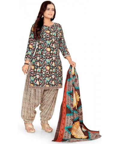 Indian Ready to Wear Patiyala Salwar Suit with Dupatta for Women & Girls Brown-2 $25.51 Suits